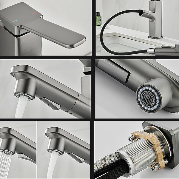 Modern Bathroom Vessel Faucet Solid Color Brass Vessel Sink Faucet for Bathroom