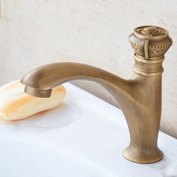 Brass Farmhouse Basin Lavatory Faucet Single Hole Faucet Knob Handle Bathroom Faucet