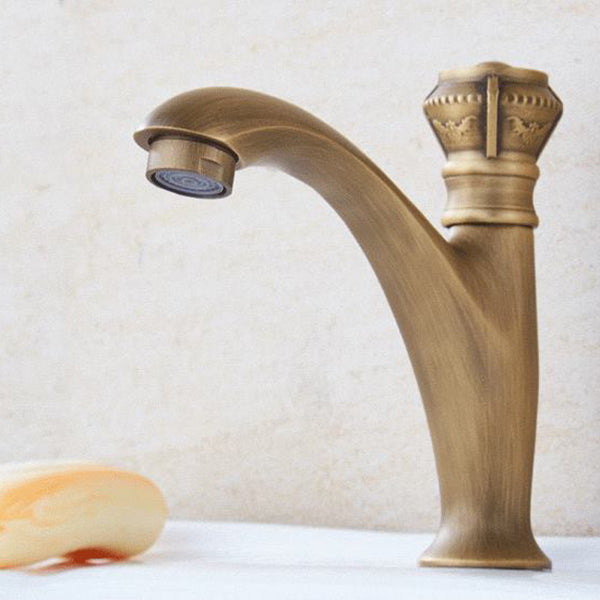 Brass Farmhouse Basin Lavatory Faucet Single Hole Faucet Knob Handle Bathroom Faucet