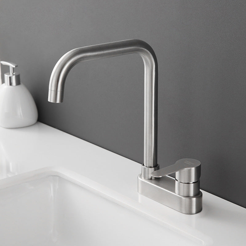 Modern Style Vessel Faucet Stainless Steel Single Handle High Arc Vessel Faucet