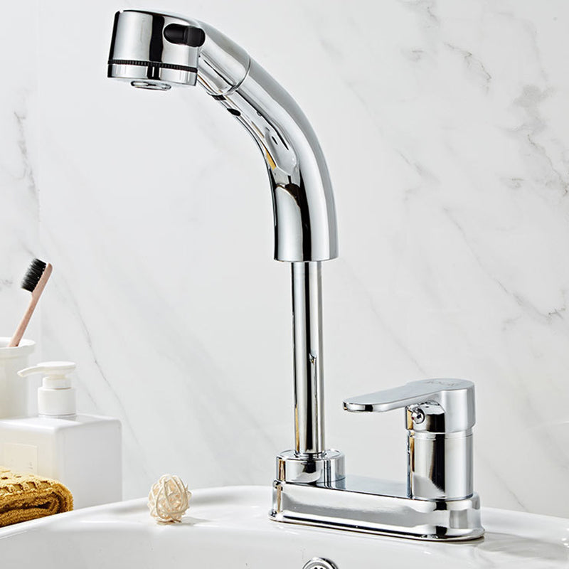 Modern Vessel Faucet Copper Single Handle Low Arc Retractable Vessel Faucet