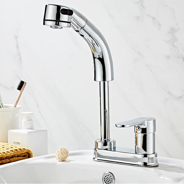 Modern Vessel Faucet Copper Single Handle Low Arc Retractable Vessel Faucet
