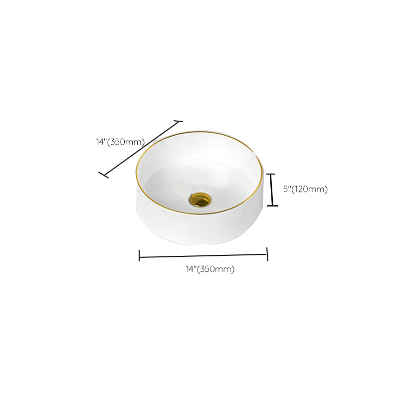 Traditional Vessel Sink Rectangular Porcelain with Overflow And Drain Assembly Wash Stand