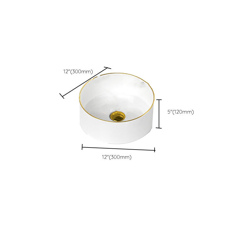 Traditional Vessel Sink Rectangular Porcelain with Overflow And Drain Assembly Wash Stand