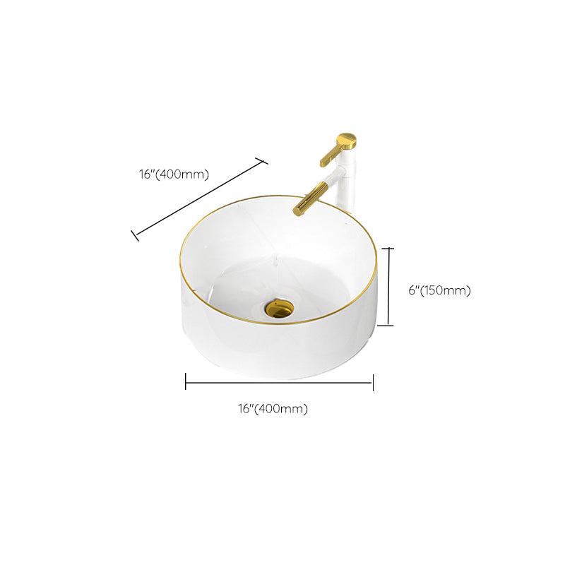 Traditional Vessel Sink Rectangular Porcelain with Overflow And Drain Assembly Wash Stand