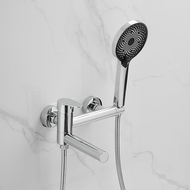 Wall Mounted Metal Tub Filler Low Arc Single Handle Tub Faucet Trim
