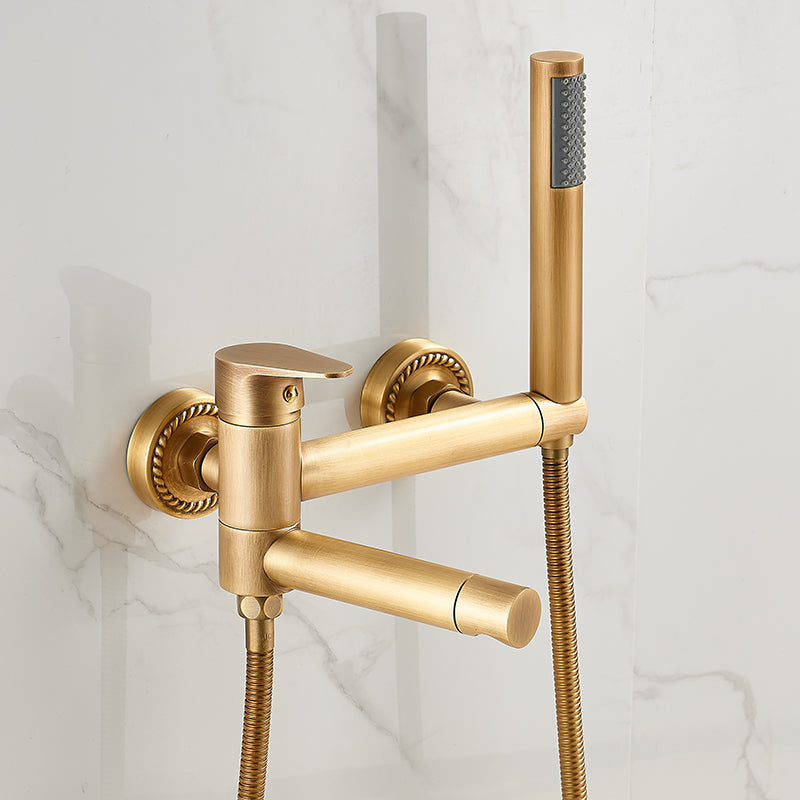Wall Mounted Metal Tub Filler Low Arc Single Handle Tub Faucet Trim