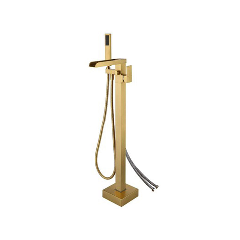 Floor Mounted Metal Freestanding Tub Filler 1 Handle Freestanding Faucet with Hose