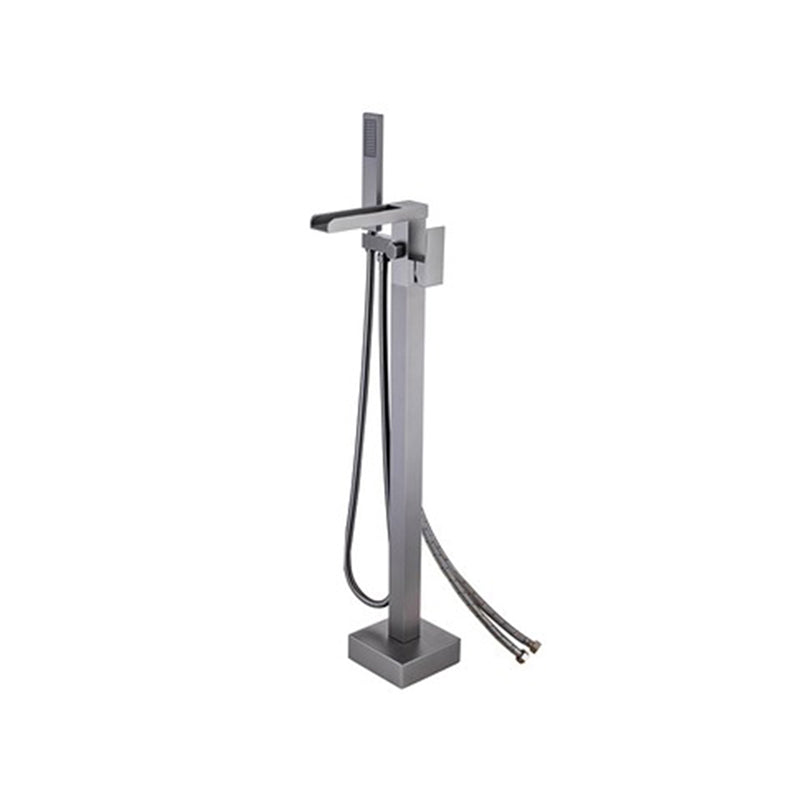 Floor Mounted Metal Freestanding Tub Filler 1 Handle Freestanding Faucet with Hose
