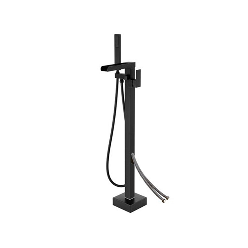 Floor Mounted Metal Freestanding Tub Filler 1 Handle Freestanding Faucet with Hose