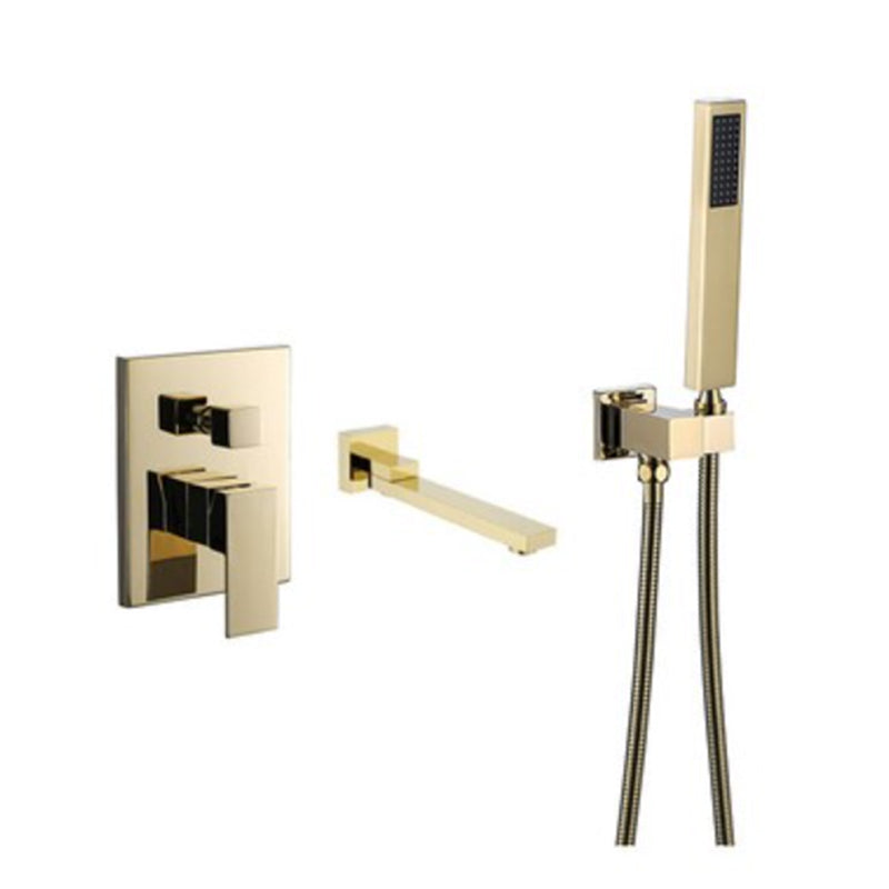 Modern Wall Mounted Metal Tub Filler Low Arc Bathroom Faucet