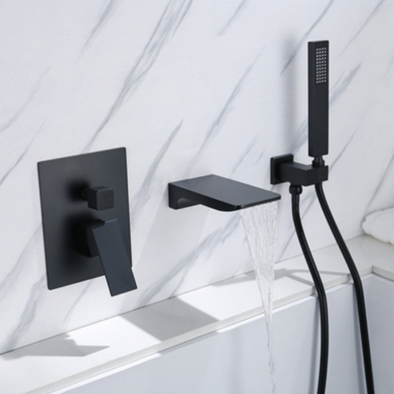 Modern Wall Mounted Metal Tub Filler Low Arc Bathroom Faucet