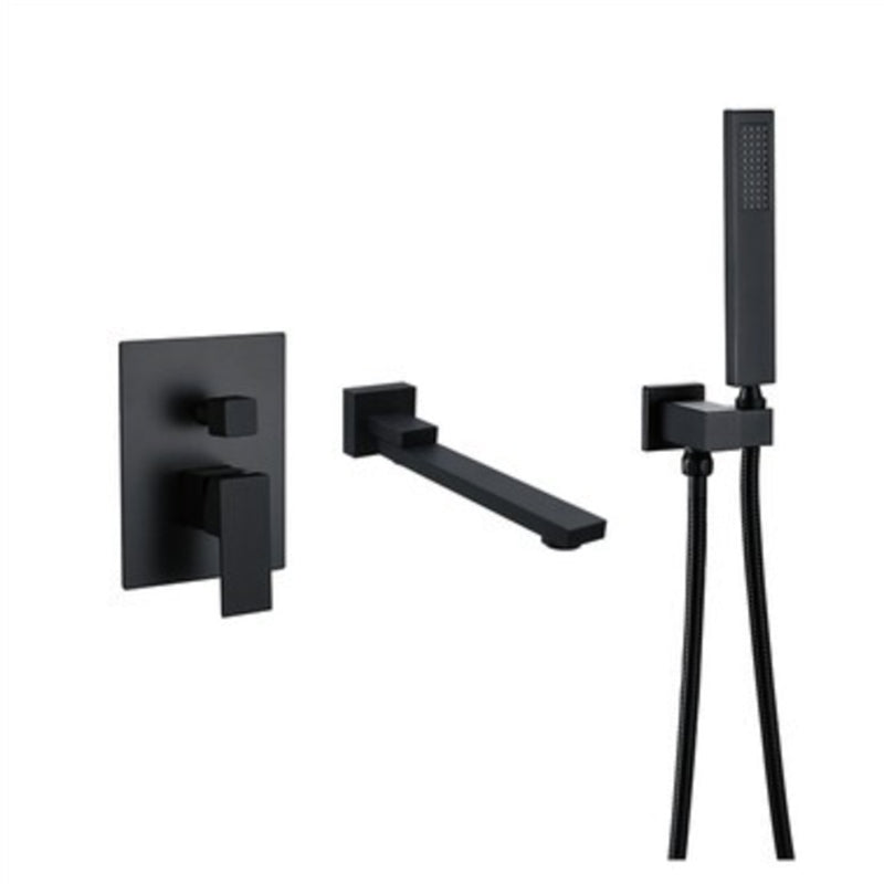 Modern Wall Mounted Metal Tub Filler Low Arc Bathroom Faucet