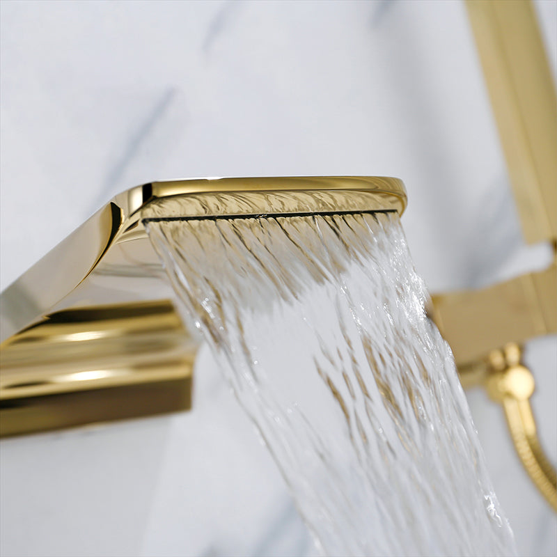 Modern Wall Mounted Metal Tub Filler Low Arc Bathroom Faucet