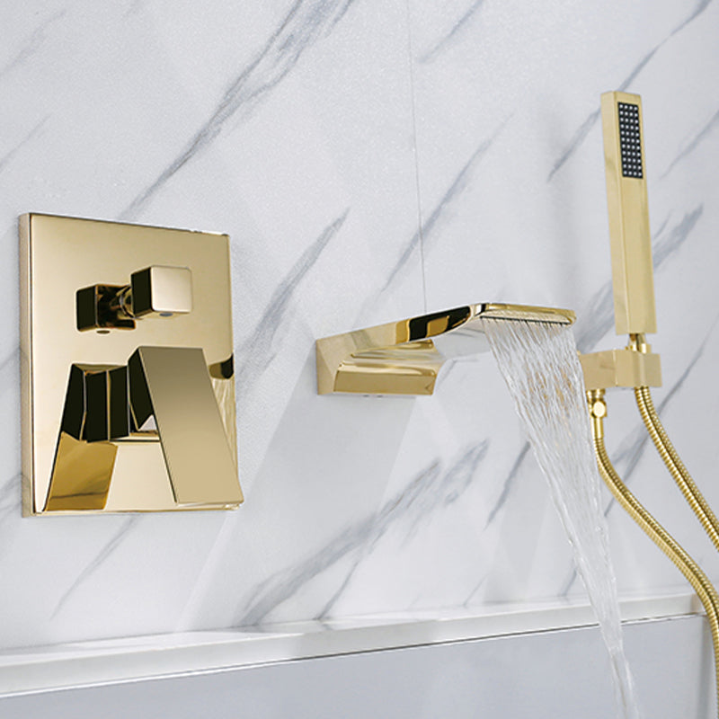 Modern Wall Mounted Metal Tub Filler Low Arc Bathroom Faucet