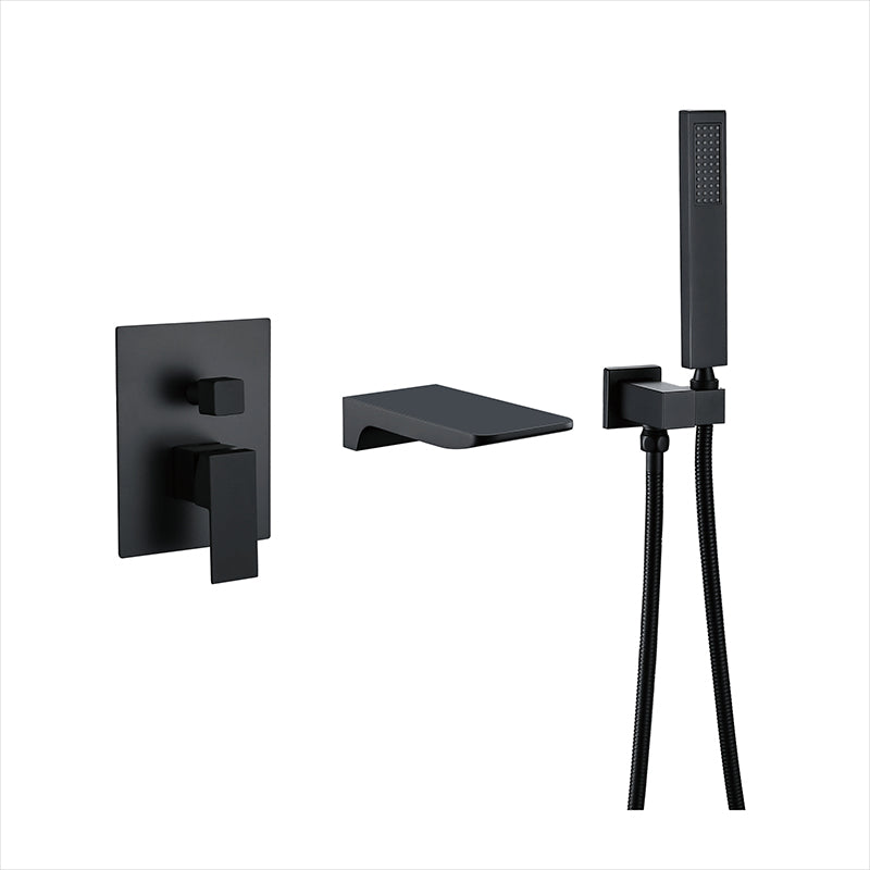 Modern Wall Mounted Metal Tub Filler Low Arc Bathroom Faucet
