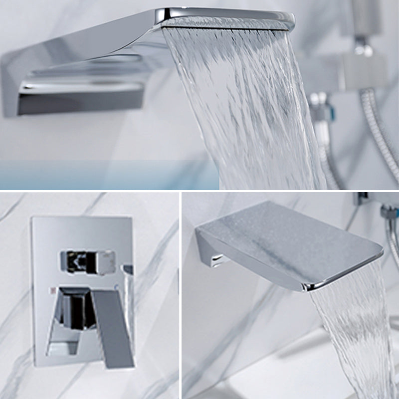 Modern Wall Mounted Metal Tub Filler Low Arc Bathroom Faucet
