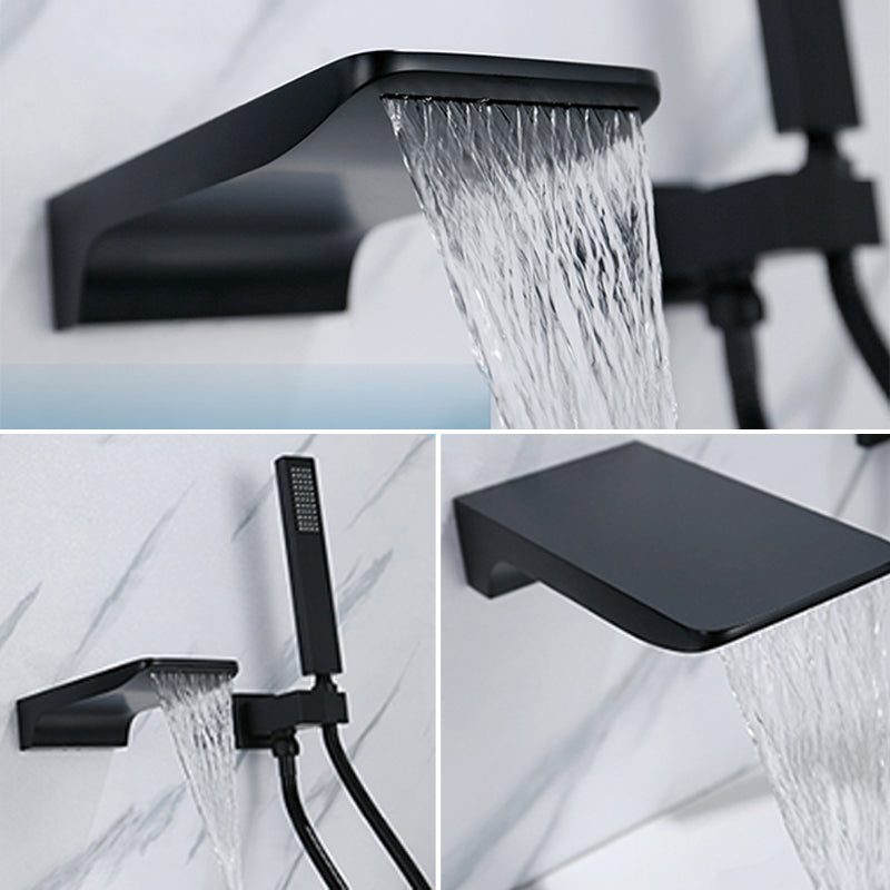 Modern Wall Mounted Metal Tub Filler Low Arc Bathroom Faucet