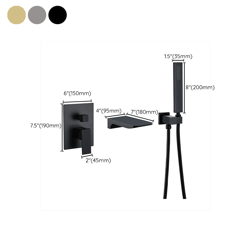 Modern Wall Mounted Metal Tub Filler Low Arc Bathroom Faucet