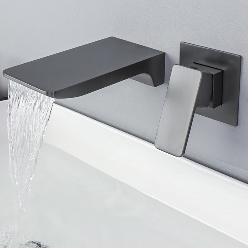 Contemporary Wall Mounted Metal Tub Filler One Handles Waterfall Tub Faucet Trim