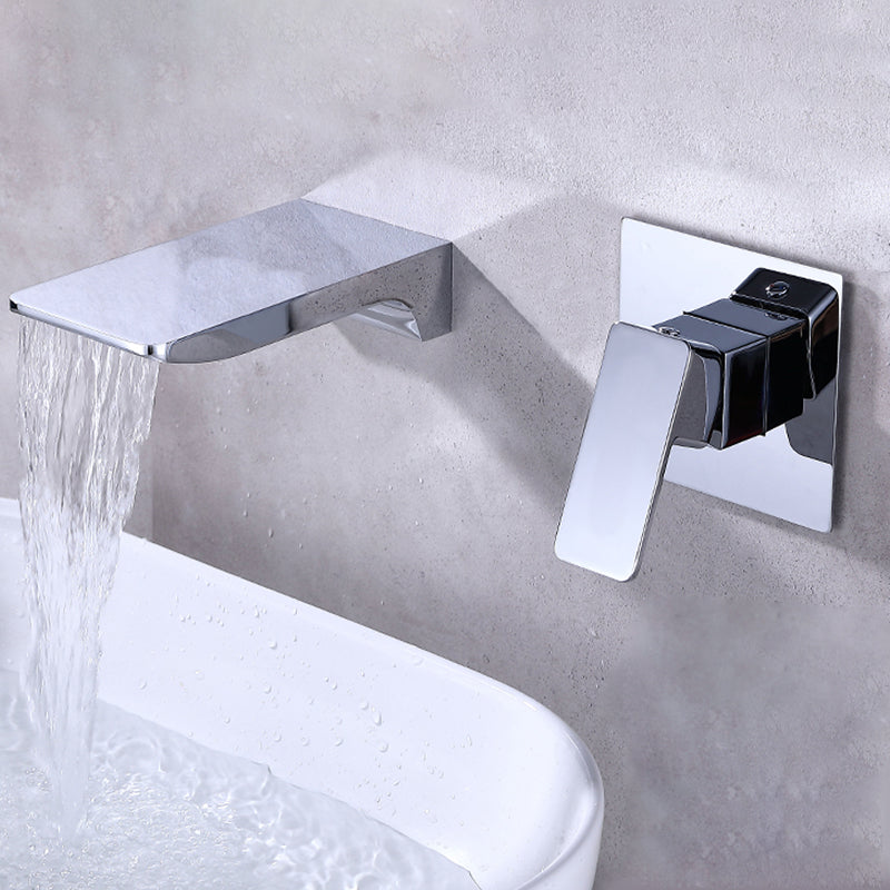 Contemporary Wall Mounted Metal Tub Filler One Handles Waterfall Tub Faucet Trim
