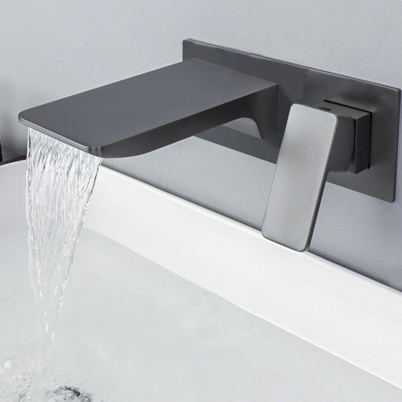 Contemporary Wall Mounted Metal Tub Filler One Handles Waterfall Tub Faucet Trim