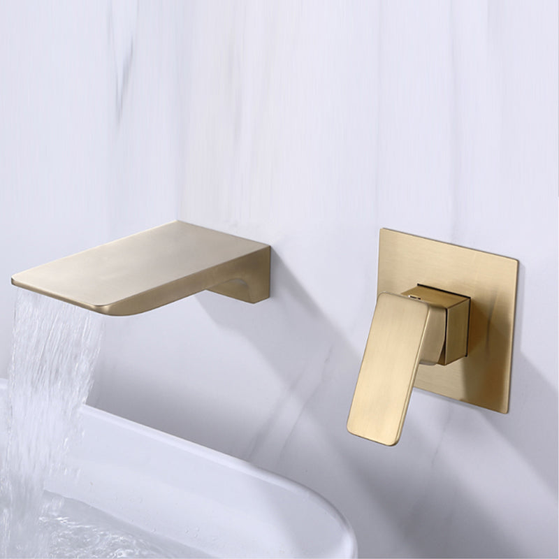 Contemporary Wall Mounted Metal Tub Filler One Handles Waterfall Tub Faucet Trim