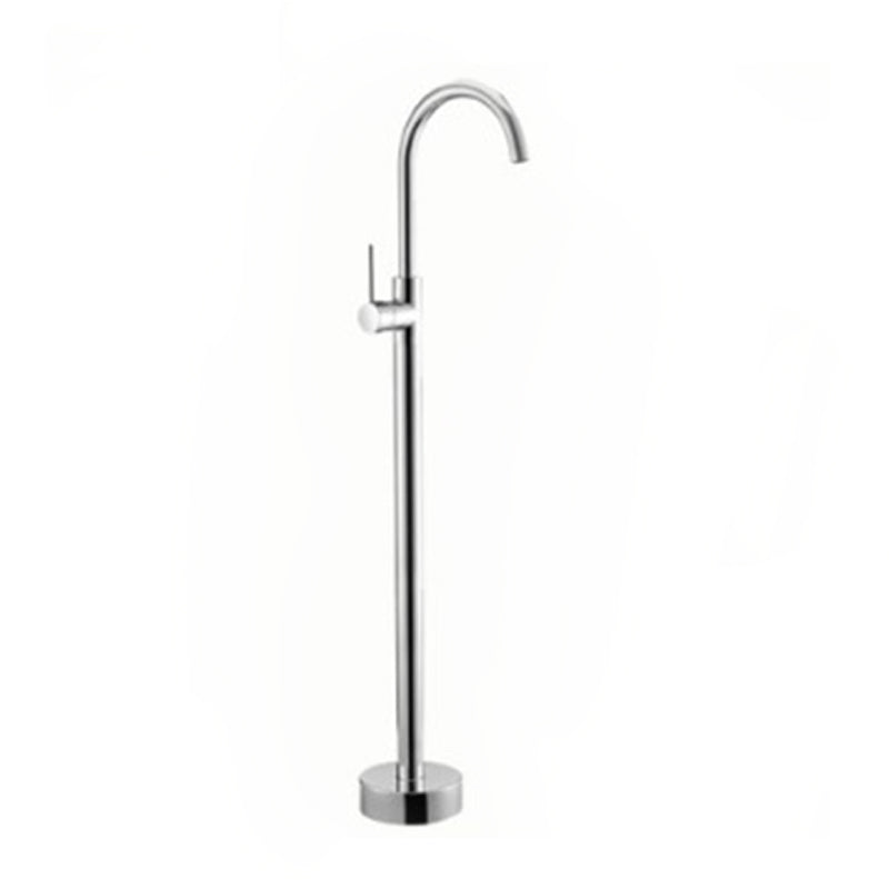 Floor Mounted Copper Bathroom Tub Faucet Set Freestanding High Arc Tub Filler Trim