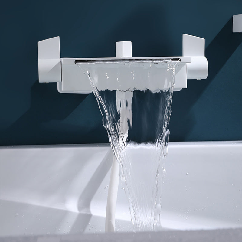 Wall Mounted Metal Freestanding Tub Filler Two Handles Freestanding Faucet