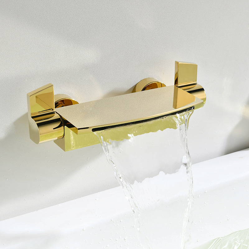 Wall Mounted Metal Freestanding Tub Filler Two Handles Freestanding Faucet