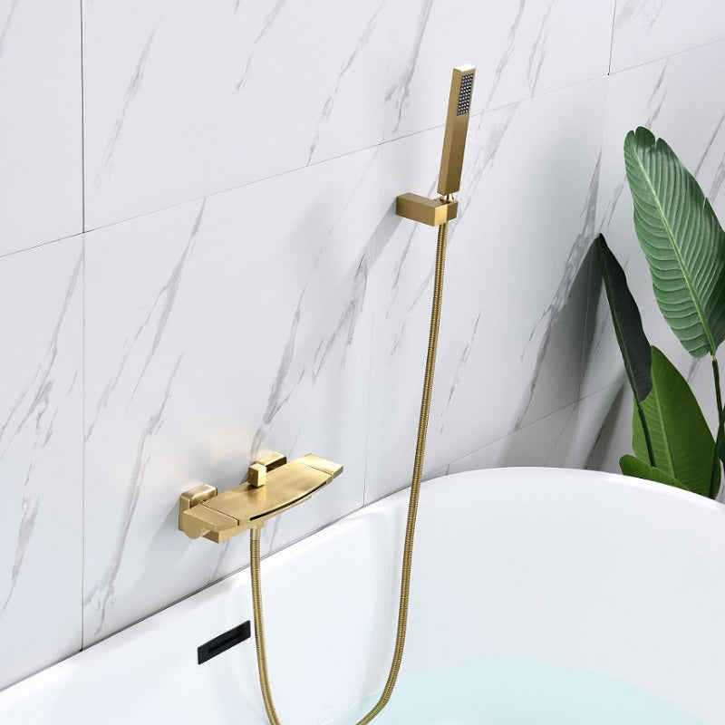 Wall Mounted Metal Freestanding Tub Filler Two Handles Freestanding Faucet