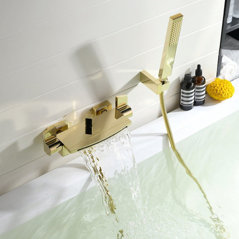 Wall Mounted Metal Freestanding Tub Filler Two Handles Freestanding Faucet