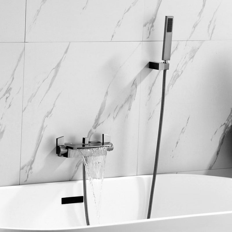 Wall Mounted Metal Freestanding Tub Filler Two Handles Freestanding Faucet