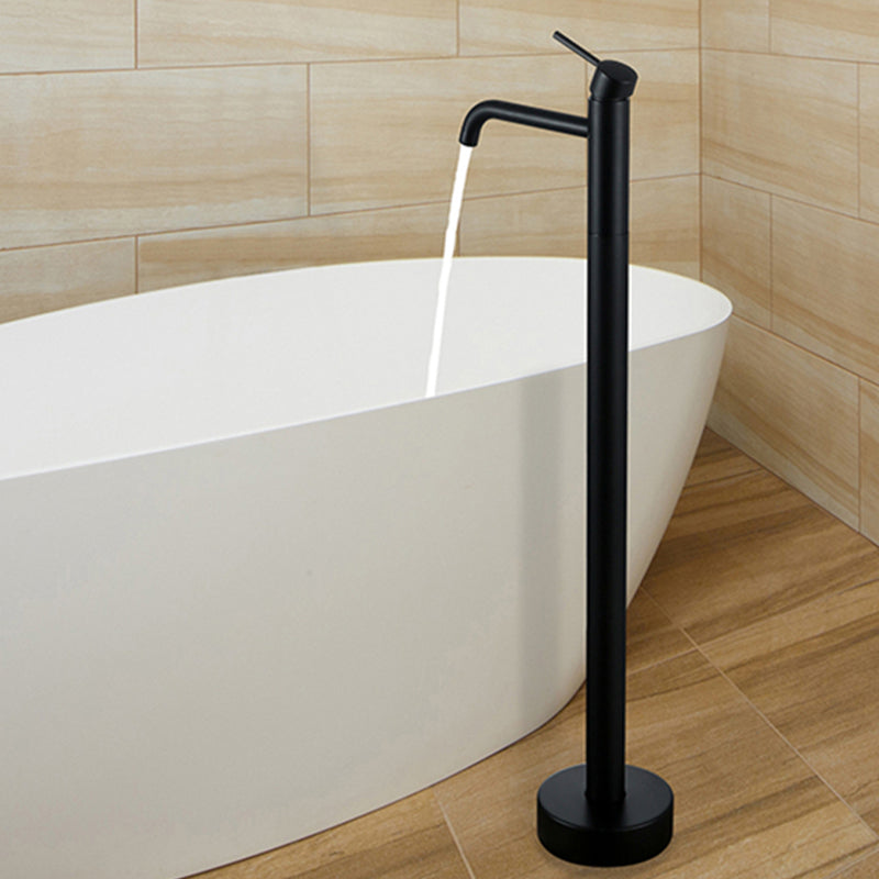 Modern Floor Mounted Metal Freestanding Tub Filler Freestanding High Arc Tub Faucet Set