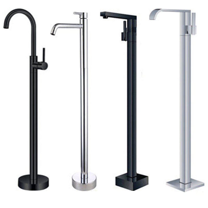 Modern Floor Mounted Metal Freestanding Tub Filler Freestanding High Arc Tub Faucet Set