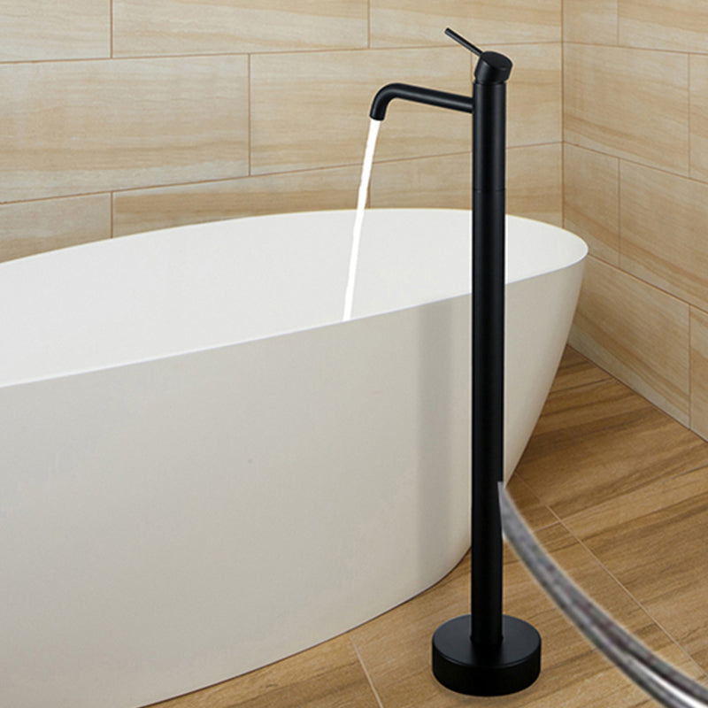 Modern Floor Mounted Metal Freestanding Tub Filler Freestanding High Arc Tub Faucet Set