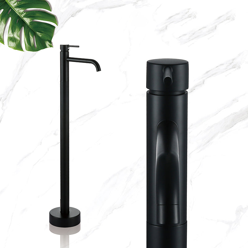 Modern Floor Mounted Metal Freestanding Tub Filler Freestanding High Arc Tub Faucet Set