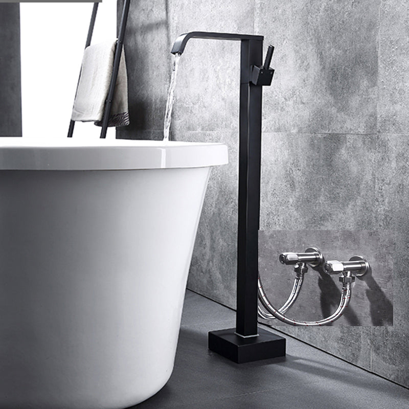 Modern Floor Mounted Metal Freestanding Tub Filler Freestanding High Arc Tub Faucet Set