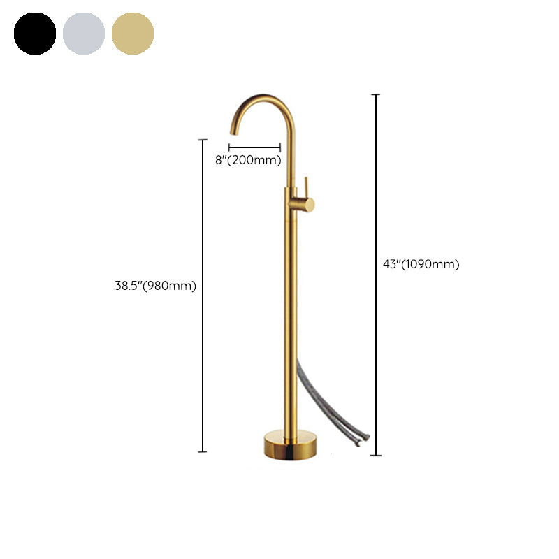 Modern Floor Mounted Metal Freestanding Tub Filler Freestanding High Arc Tub Faucet Set