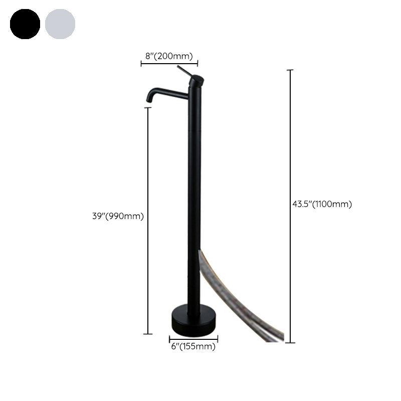 Modern Floor Mounted Metal Freestanding Tub Filler Freestanding High Arc Tub Faucet Set