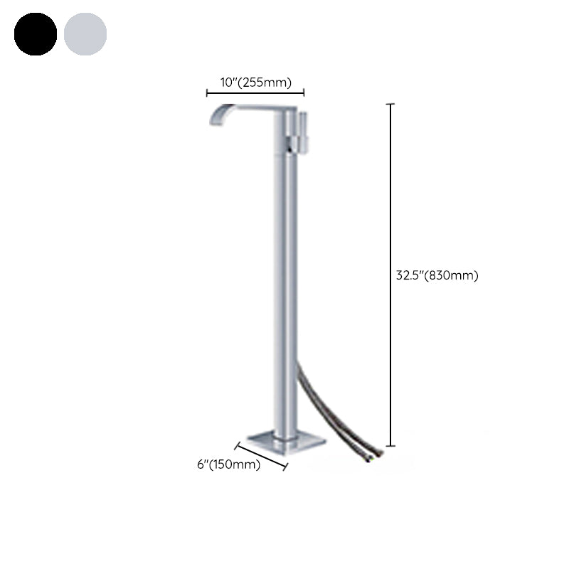 Modern Floor Mounted Metal Freestanding Tub Filler Freestanding High Arc Tub Faucet Set