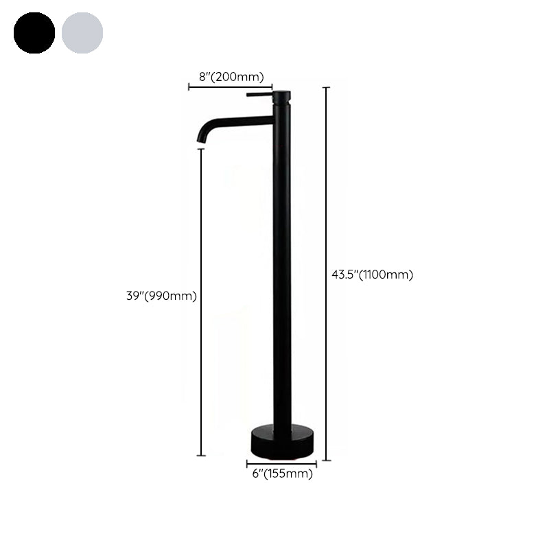 Modern Floor Mounted Metal Freestanding Tub Filler Freestanding High Arc Tub Faucet Set