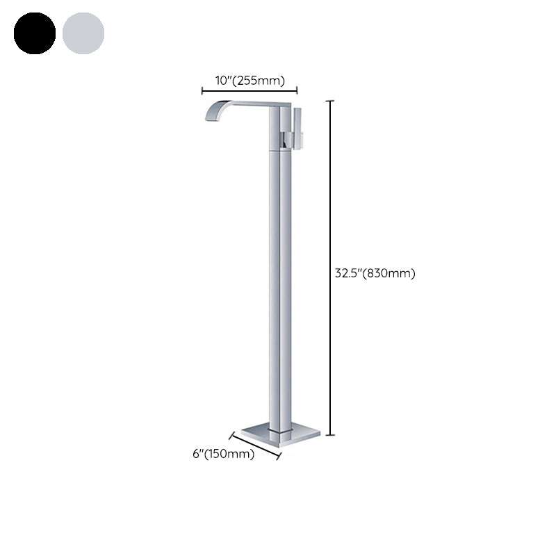 Modern Floor Mounted Metal Freestanding Tub Filler Freestanding High Arc Tub Faucet Set