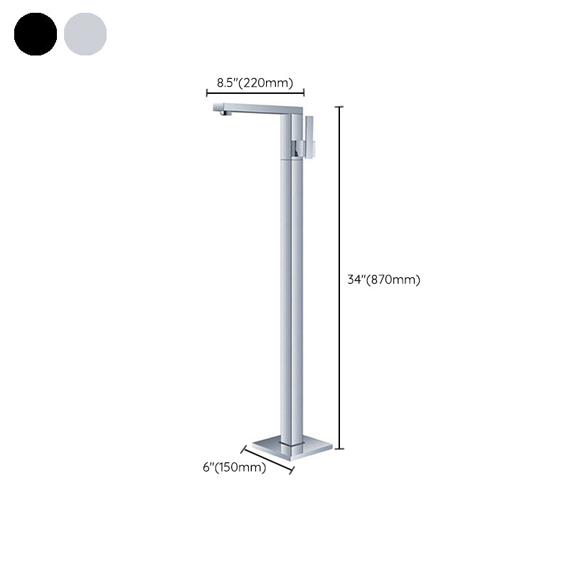 Modern Floor Mounted Metal Freestanding Tub Filler Freestanding High Arc Tub Faucet Set