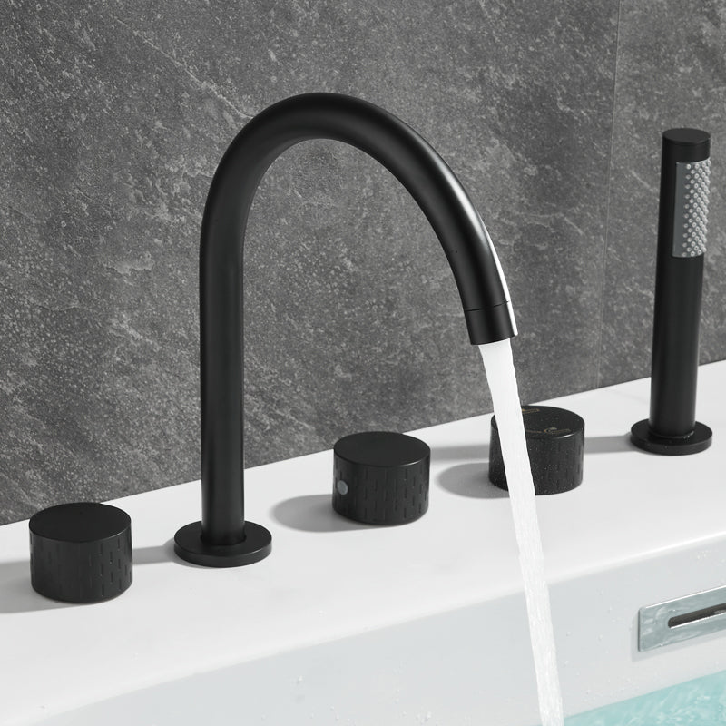 Deck Mounted Copper Roman Tub Faucet Low Arc 3 Handles Roman Tub Faucet Set