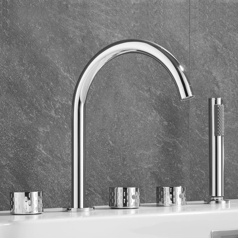 Deck Mounted Copper Roman Tub Faucet Low Arc 3 Handles Roman Tub Faucet Set