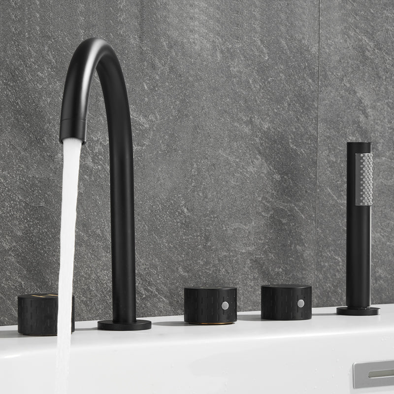 Deck Mounted Copper Roman Tub Faucet Low Arc 3 Handles Roman Tub Faucet Set