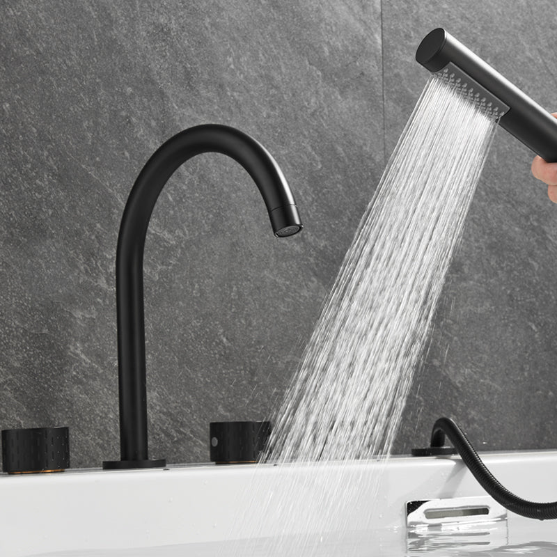 Deck Mounted Copper Roman Tub Faucet Low Arc 3 Handles Roman Tub Faucet Set
