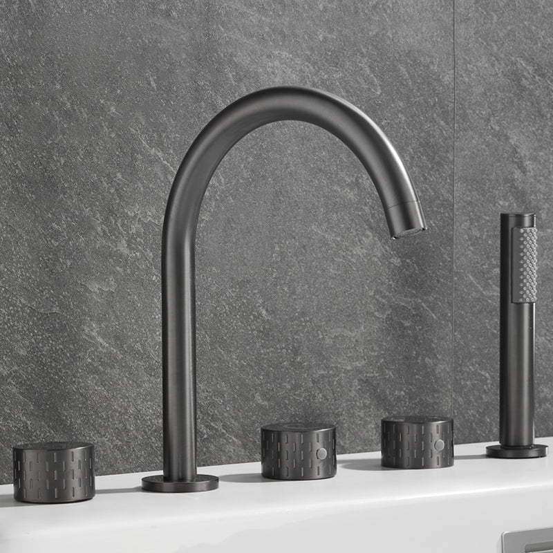 Deck Mounted Copper Roman Tub Faucet Low Arc 3 Handles Roman Tub Faucet Set