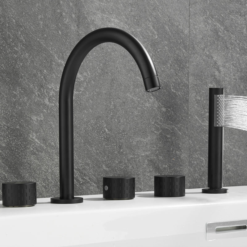 Deck Mounted Copper Roman Tub Faucet Low Arc 3 Handles Roman Tub Faucet Set